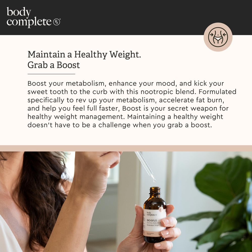 Body Complete Rx Boost Drops measuring dropper ensures precise dosing