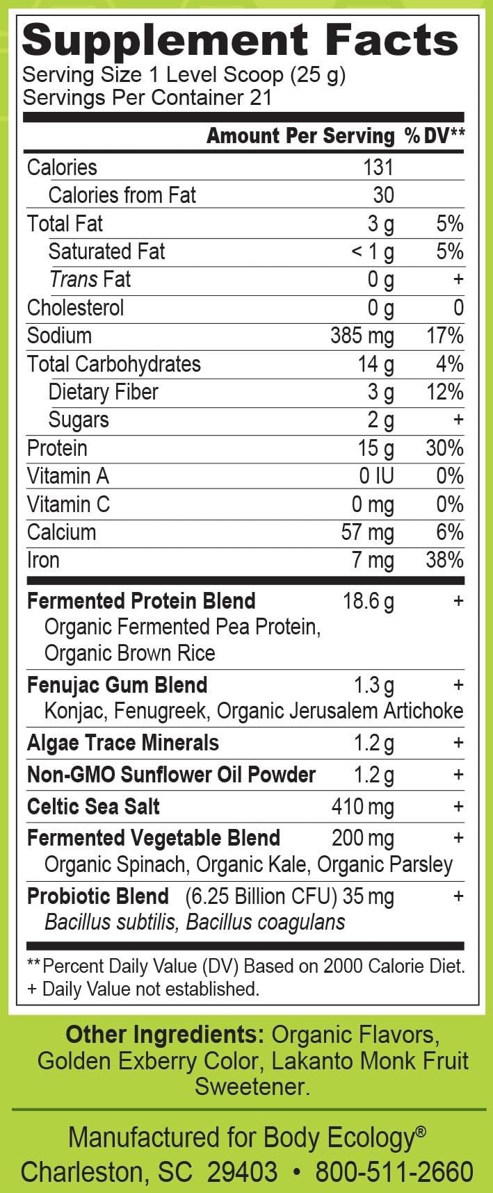 Body Ecology Probiotic Protein Shake fermented powder for bioavailability
