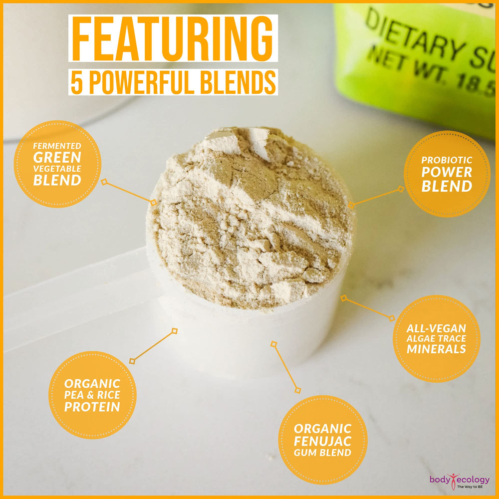 Body Ecology Probiotic Protein Shake ingredients label, organic blend