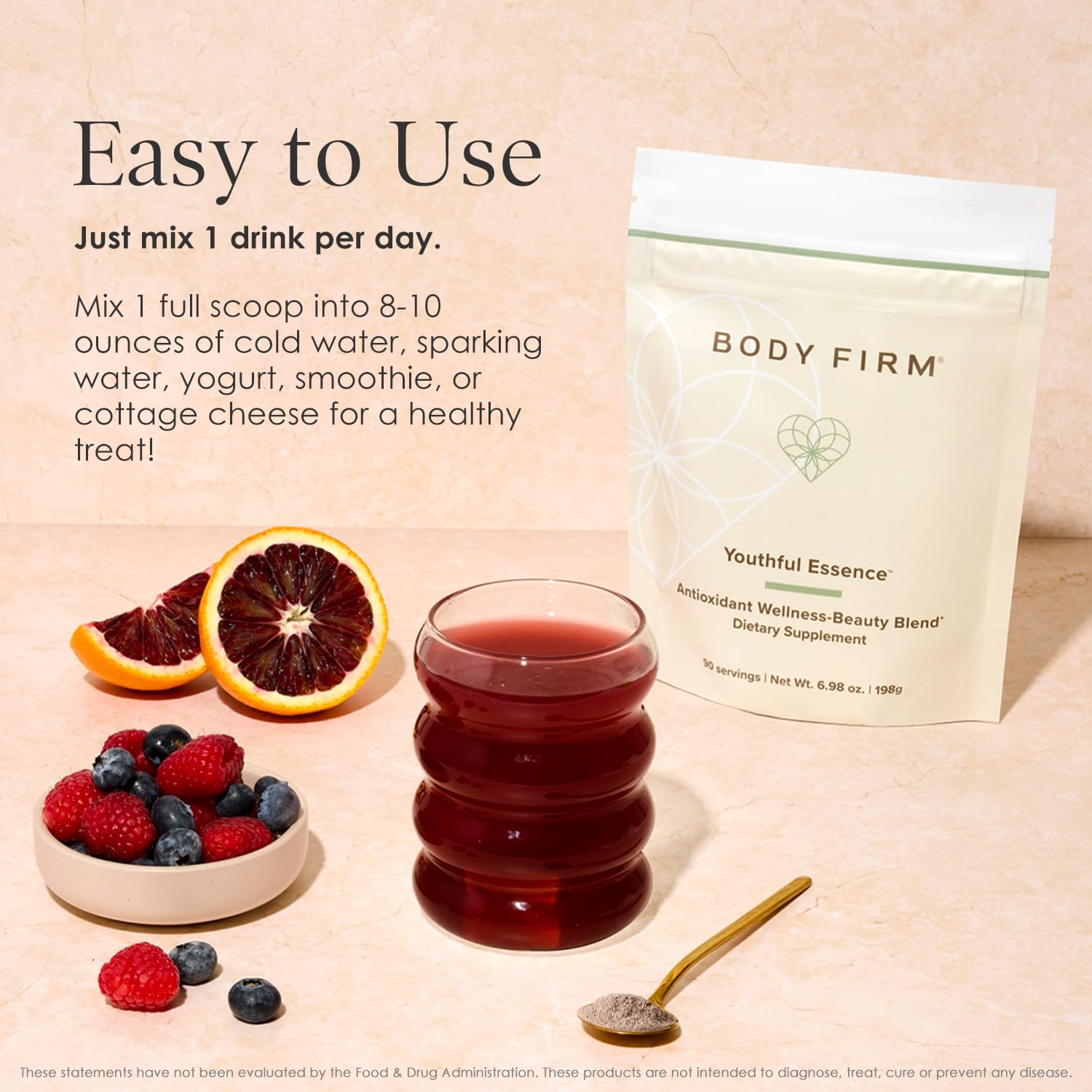 Body Firm Youthful Essence daily routine morning, quick mix for a simple wellbeing ritual.