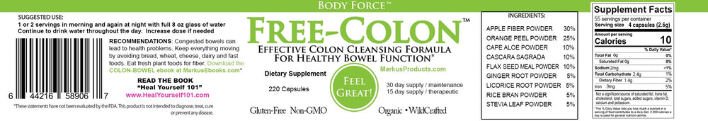 Body Force Colon Formula aloe cascara sagrada, soothing elimination support.