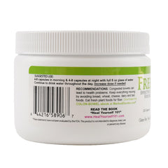 Body Force Colon Formula powder close-up reveals fiber-rich texture aiding digestion.