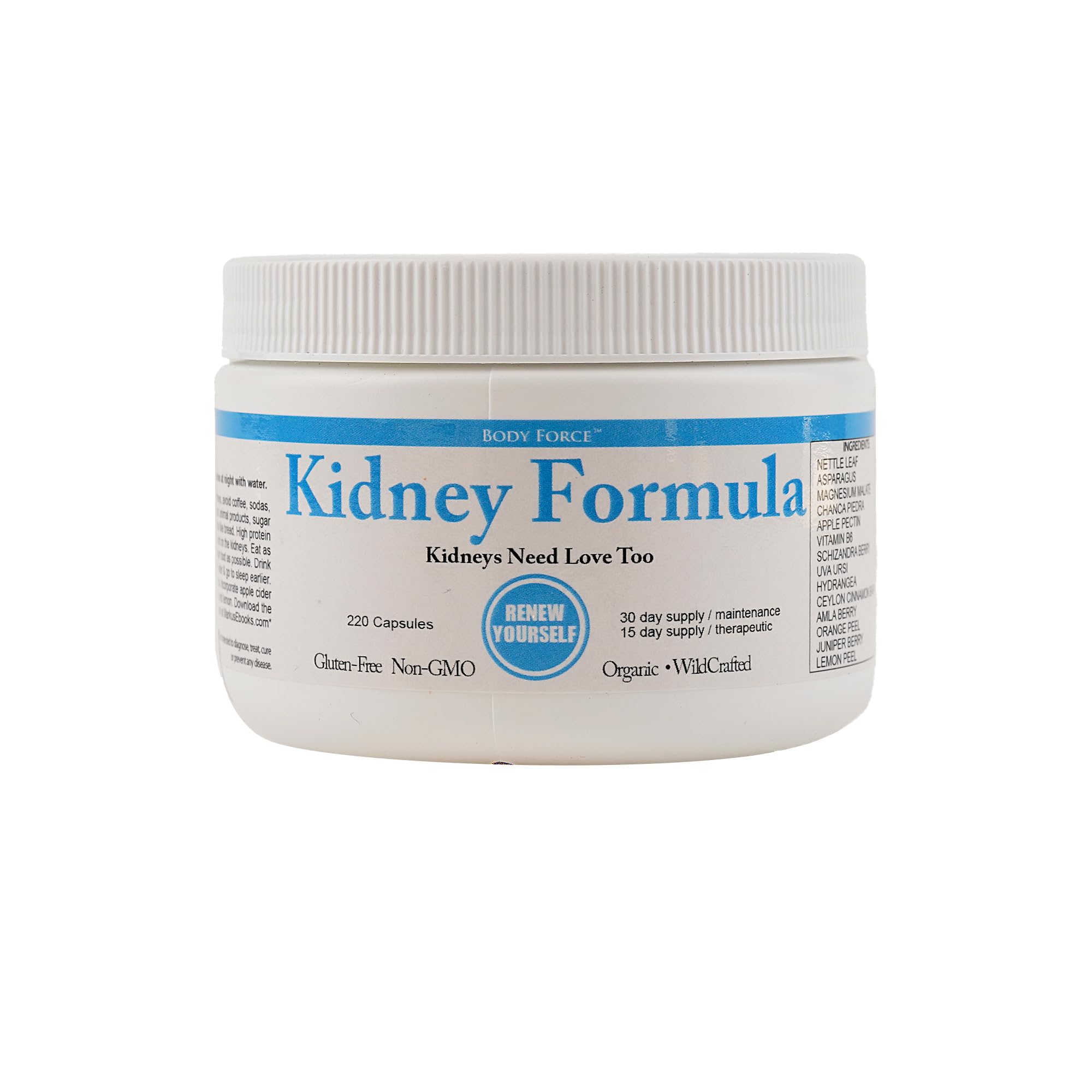 Body Force Kidney Formula bottle label showing brand and kidney support benefits