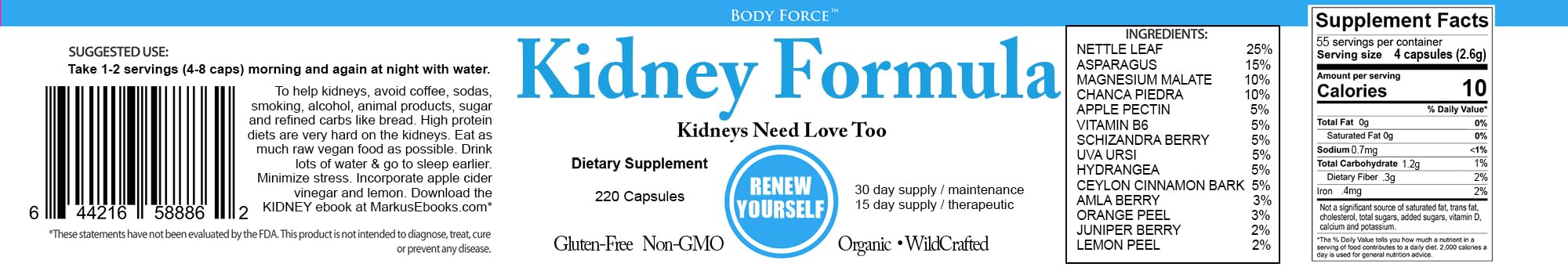 Body Force Kidney Formula daily-use bottle for routine wellness