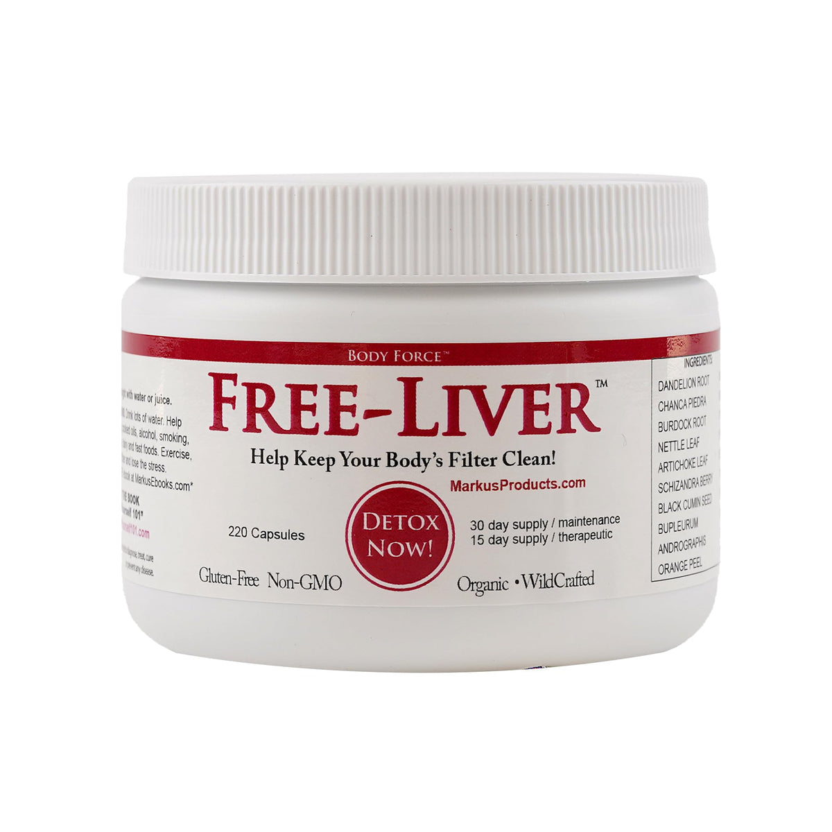 Body Force Liver Formula Capsules bottle on a wooden surface for daily wellness