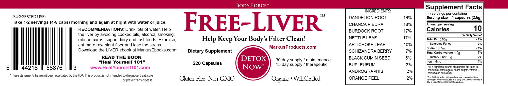 Body Force Liver Formula label on bottle highlighting a clean, transparent formulation