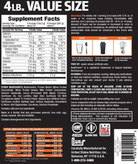 Body Fortress Mass Gainer shake poured, gluten-free and zero aspartame options.