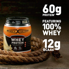 Body Fortress Mass Gainer nutrition label highlights 40g protein per serving for recovery.