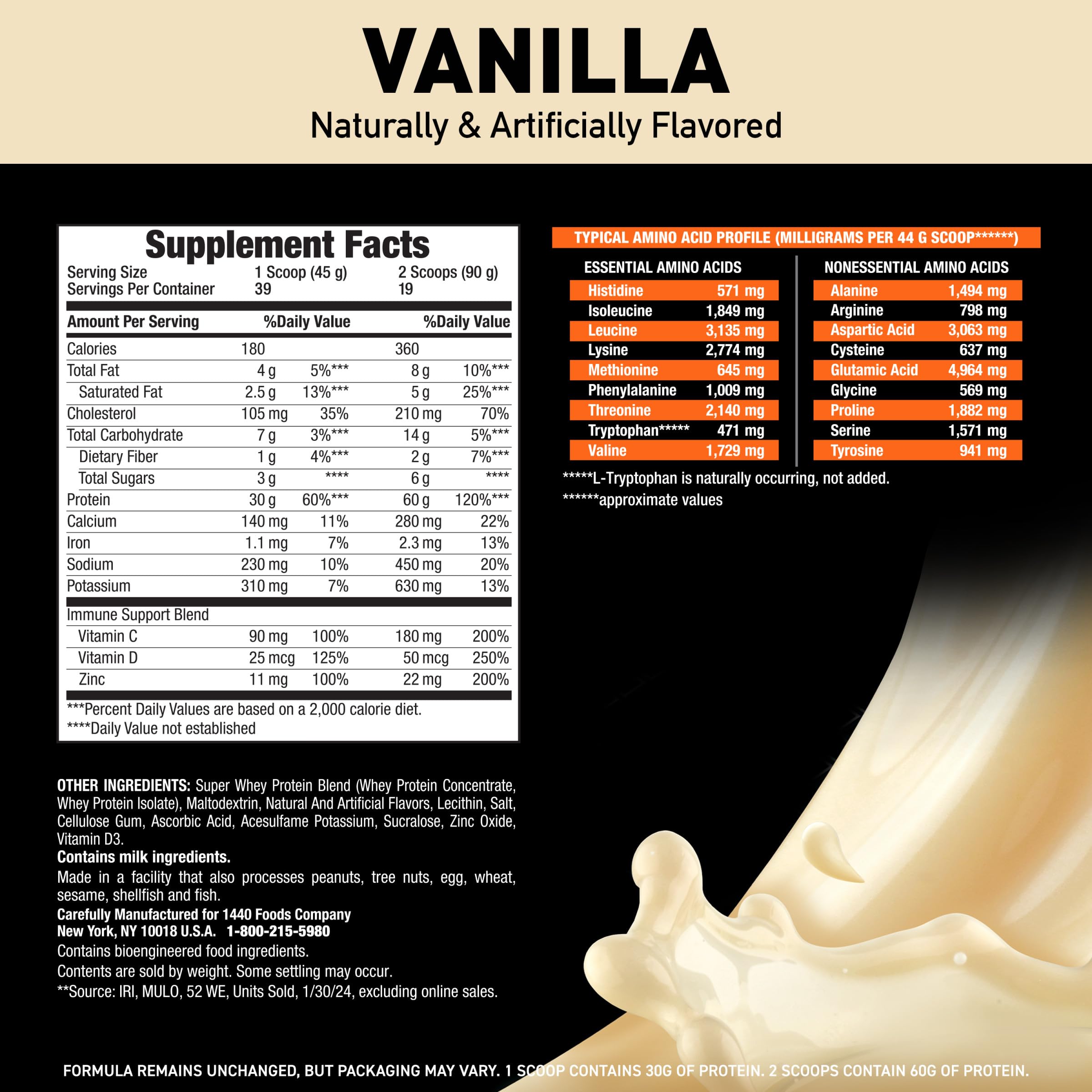Body Fortress Super Advanced Whey Vanilla mixing glass shows quick preparation for shakes