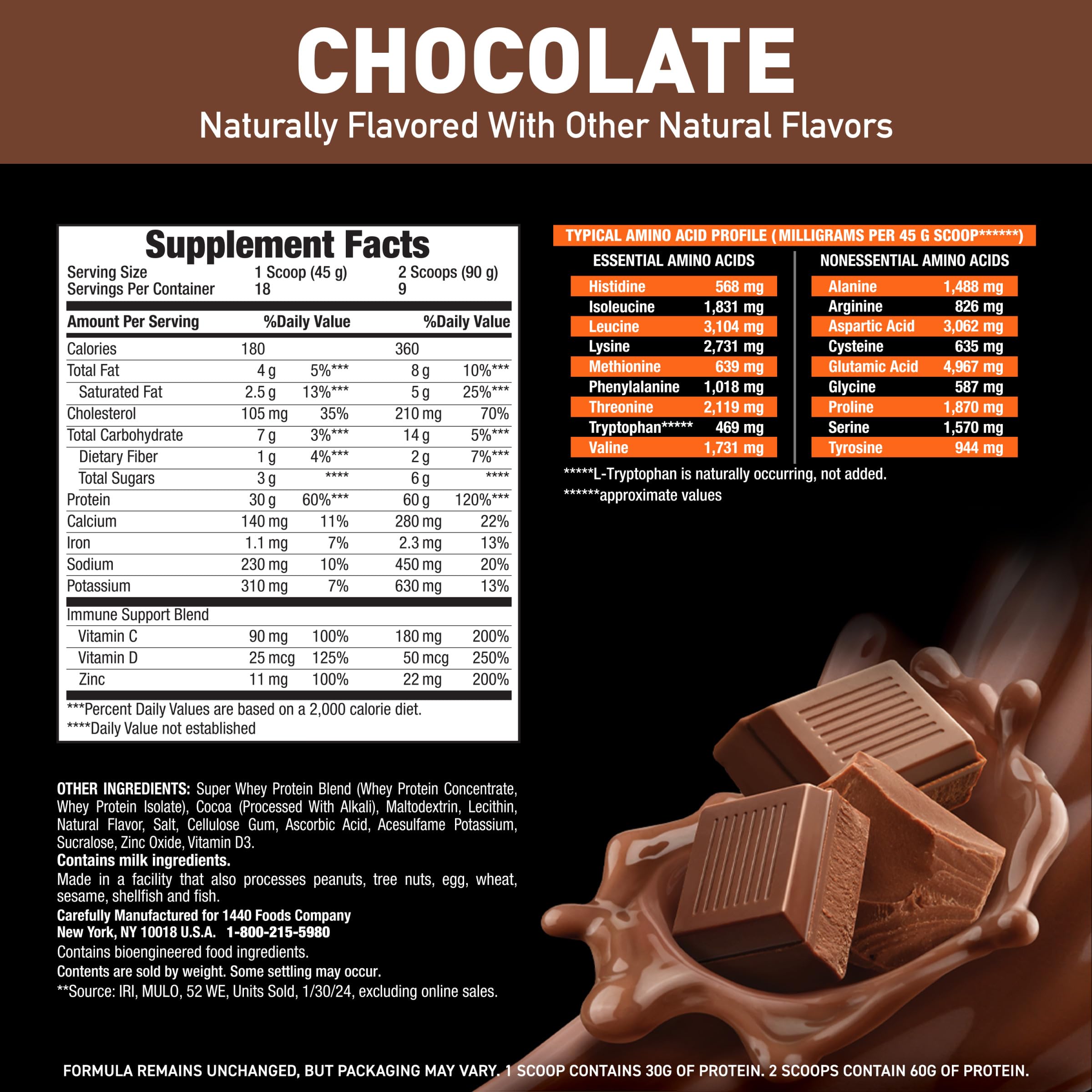 Gluten-free formula with no aspartame in Body Fortress whey powder.