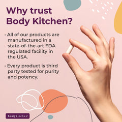 Body Kitchen Collagen + Elastin label close-up showcases ingredients and purity