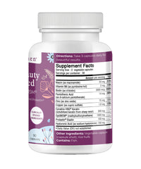 Body Kitchen Total Beauty Advanced biotin and hyaluronic acid label close-up for skin hydration