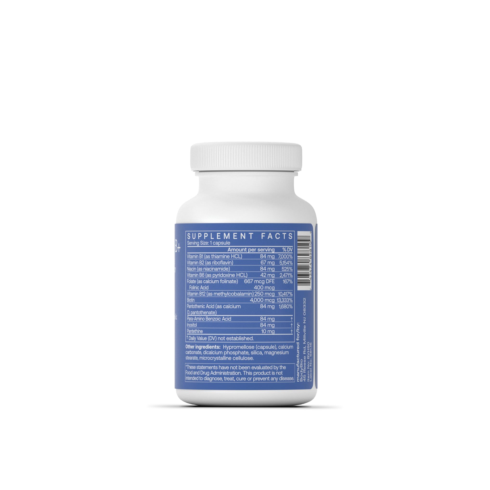 BodyBio B Plus capsules close-up suitable for daily metabolism and immune support
