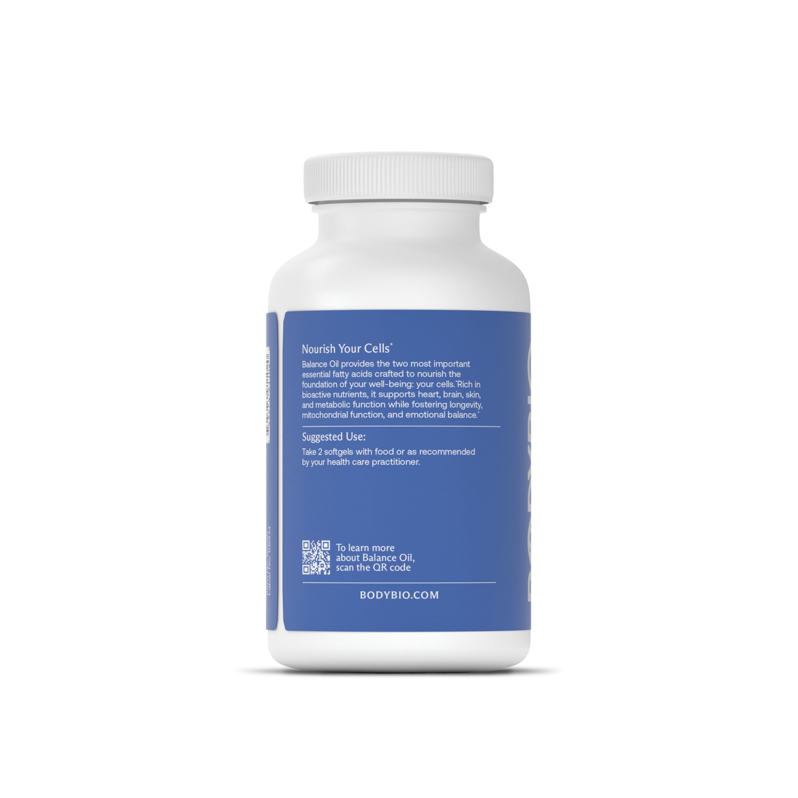 BodyBio Balance Oil flaxseed bottle focuses on natural omega-3 source for brain support.