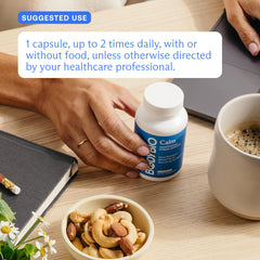 BodyBio Calm label and nutrition facts emphasizing quality and third-party testing