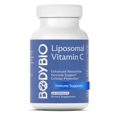 BodyBio Liposomal Vitamin C bottle front view highlighting immune support
