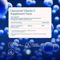BodyBio Liposomal Vitamin C ingredient list featuring Quali-C purity