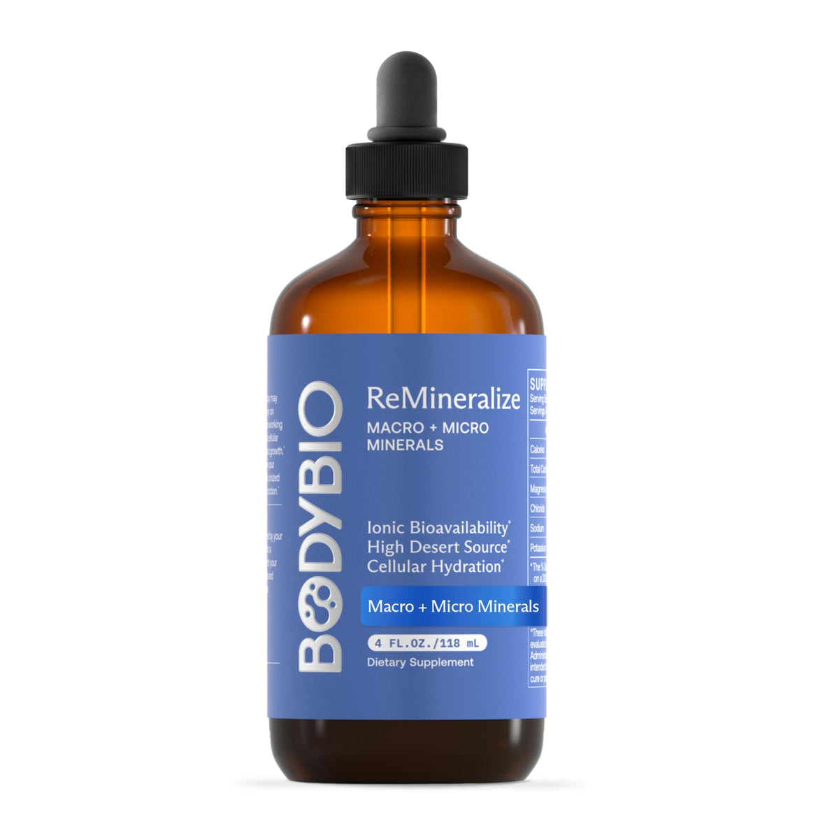 BodyBio ReMineralize bottle top view for convenient daily hydration