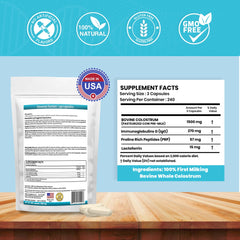 BodyBoost Colostrum Capsules side view highlights grass-fed bovine origin.