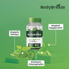 BodyBreeze capsules laid out to show simple vegan daily intake.