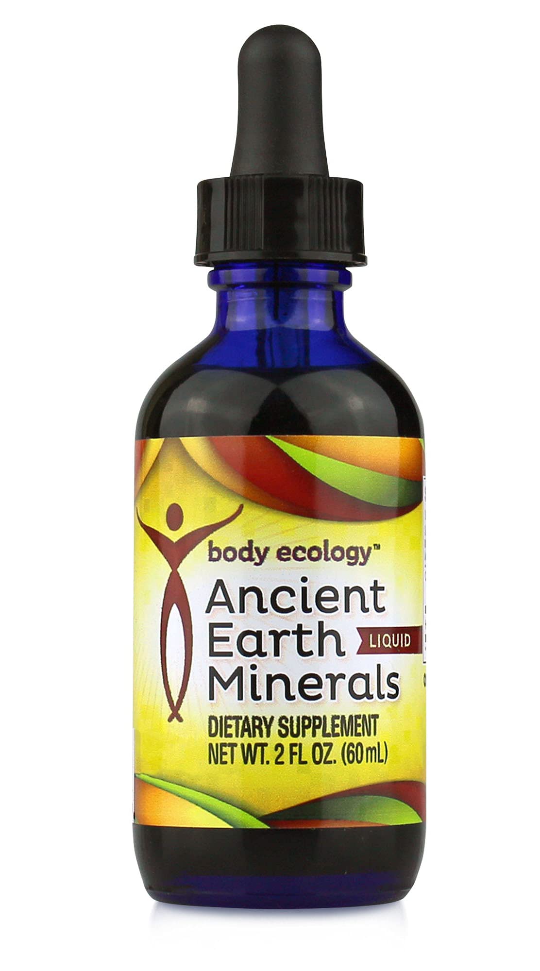 Body Ecology Ancient Earth Minerals bottle shows plant-derived minerals for daily balance.