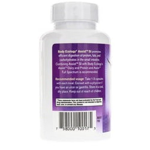 Body Ecology Assist SI packaging open with capsules for daily digestion support.