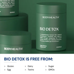 BodyHealth Bio Detox bottle on desk suggesting a simple daily routine