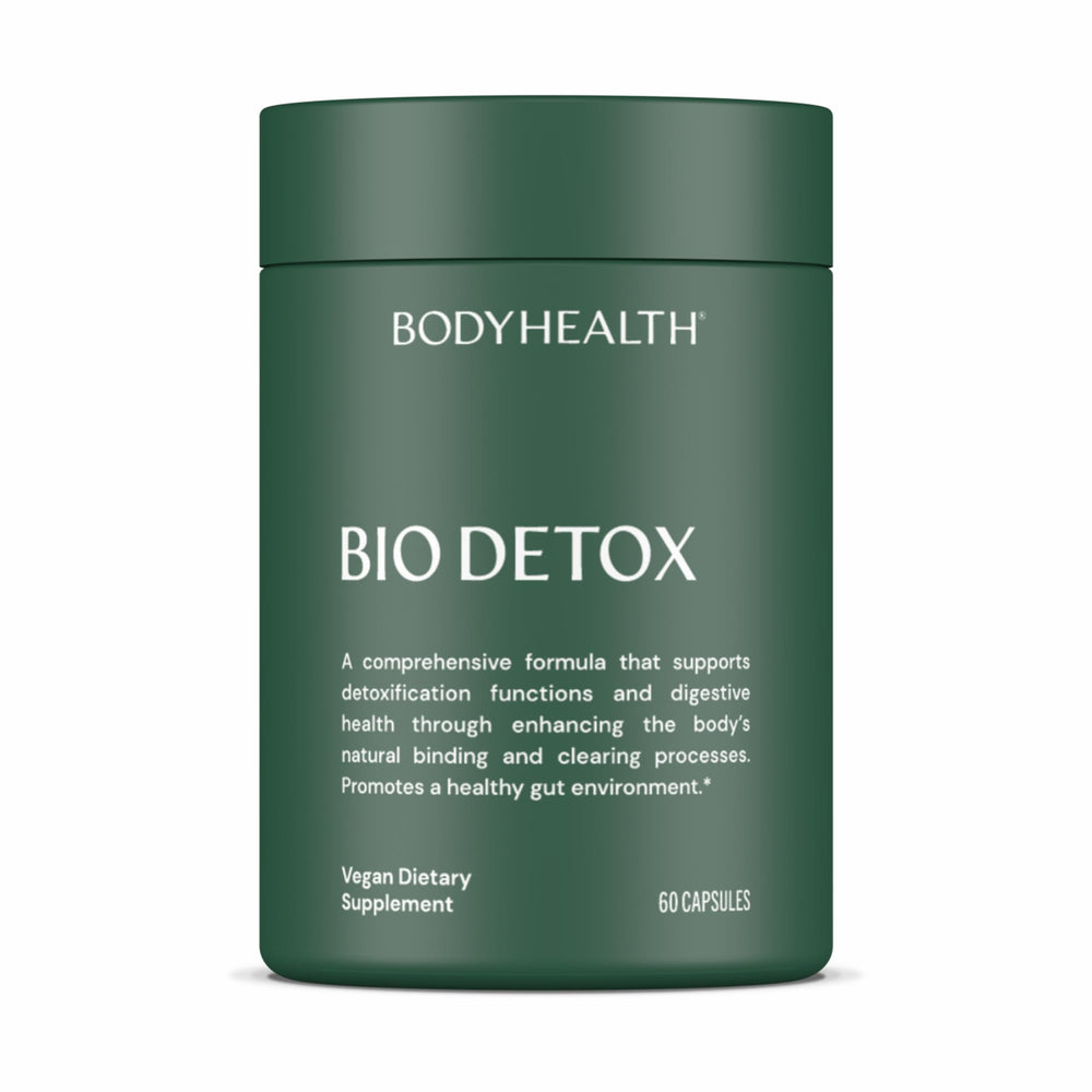 BodyHealth Bio Detox bottle packaging, clean design for daily detox routine