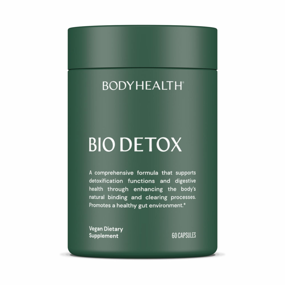 BodyHealth Bio Detox bottle packaging, clean design for daily detox routine