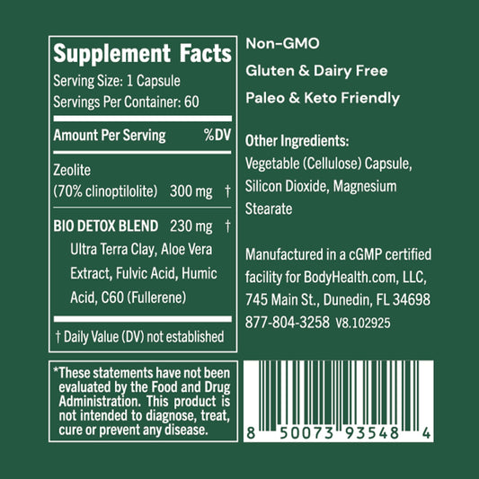 BodyHealth Bio Detox capsules closeup showing easy-to-take form