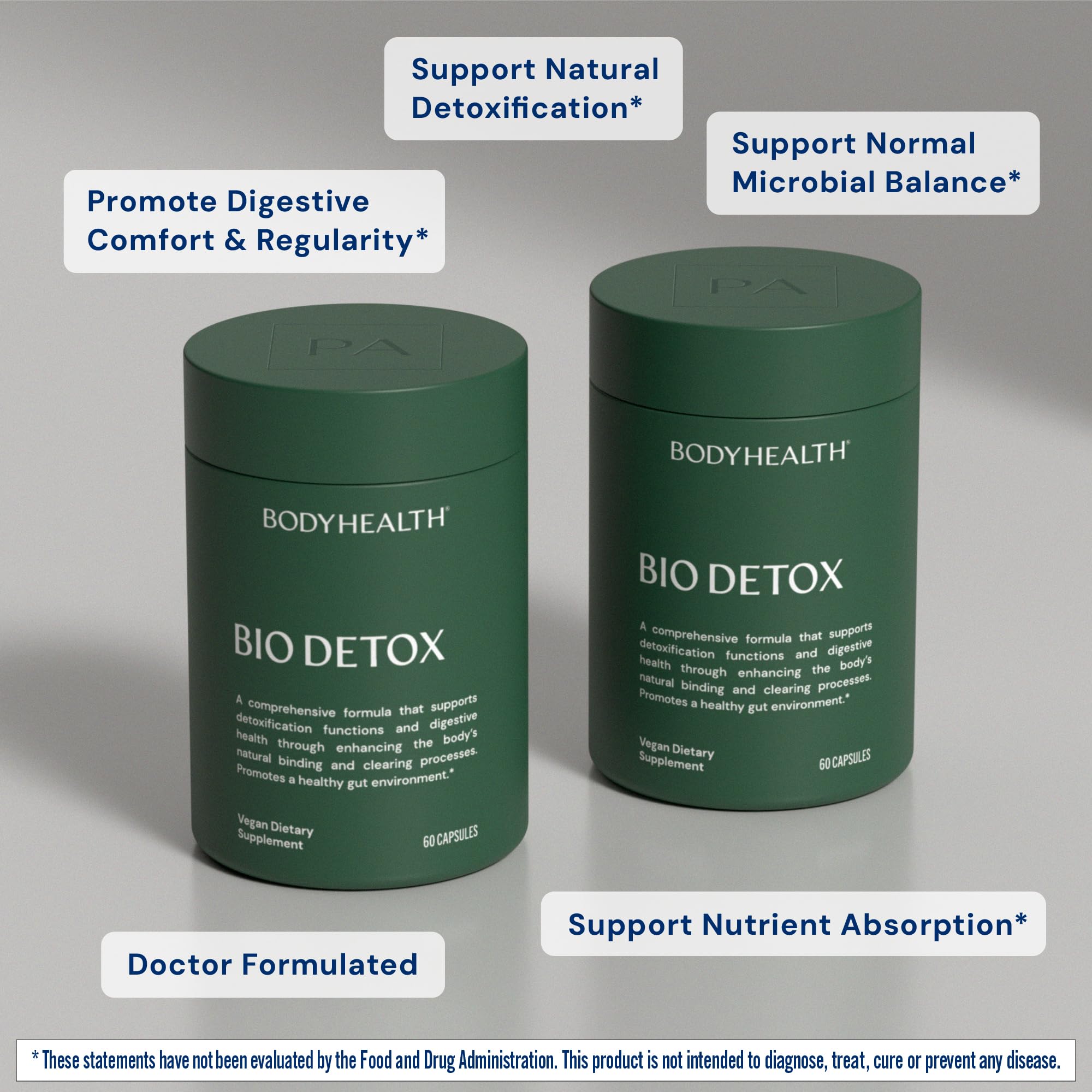 BodyHealth Bio Detox ingredients featuring zeolite and terra clay visualization