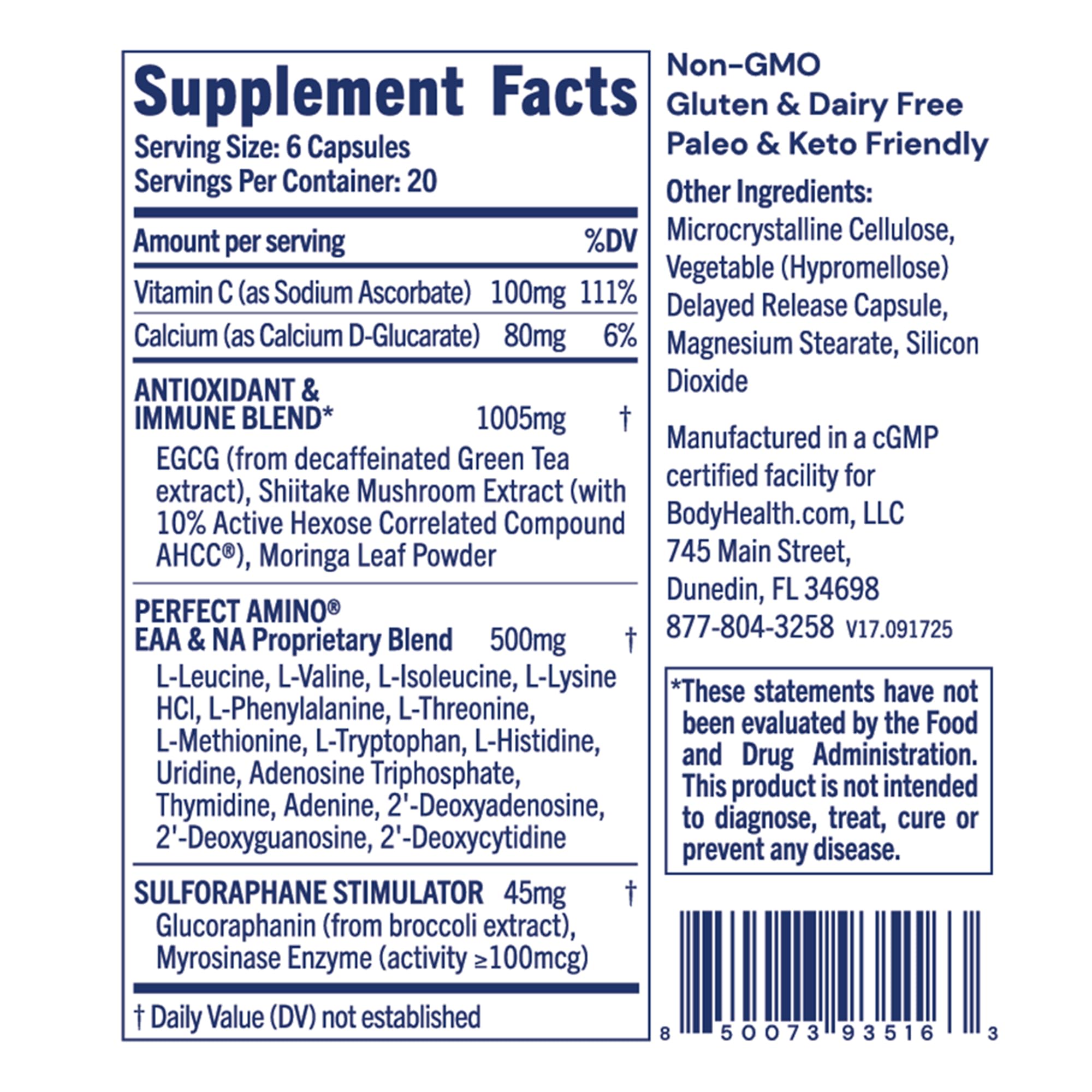 BodyHealth Cellular Guard bottle side view showing packaging and non-GMO formula