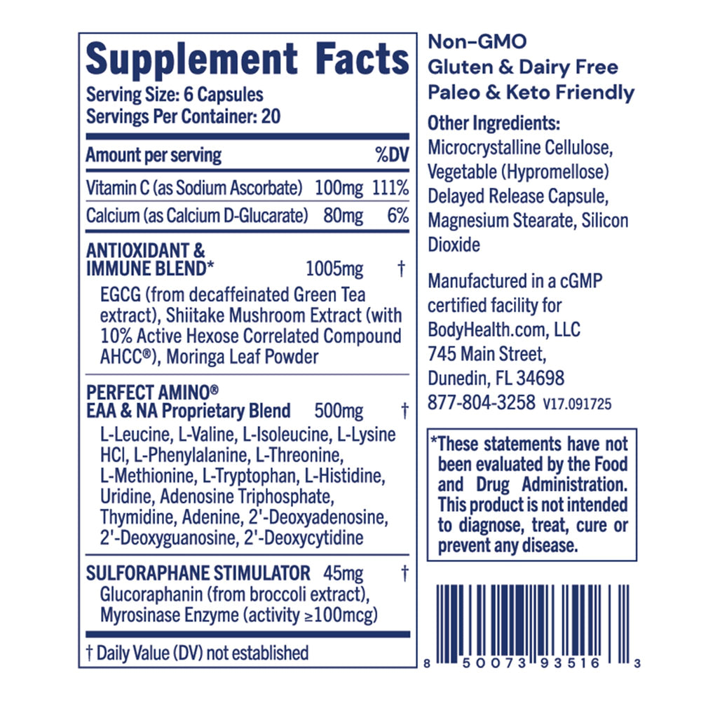 BodyHealth Cellular Guard bottle side view showing packaging and non-GMO formula