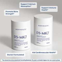 Close-up of BodyHealth D3 + MK7 softgels for easy swallowing