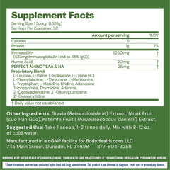 BodyHealth Gut Restore scoop emphasizes convenient dosing and easy mixing into beverages