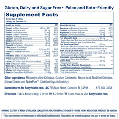 BodyHealth Multi Complete label close-up highlighting organic concentrates.