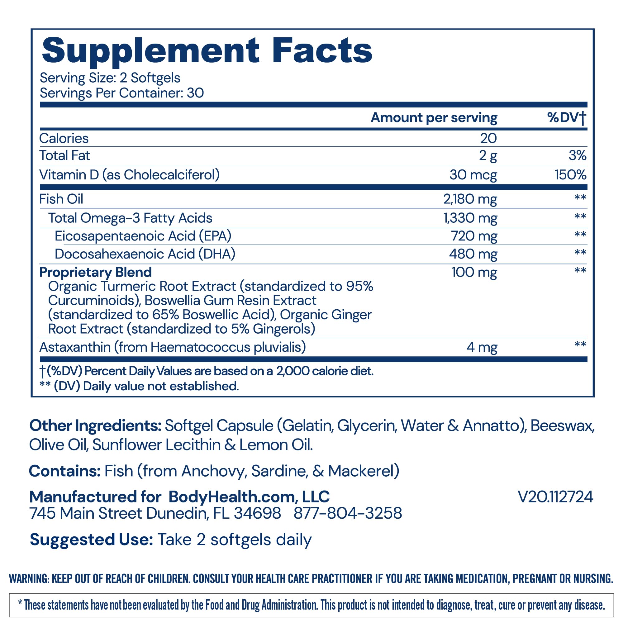 BodyHealth Omega 3 sourced sustainably from Arctic Ocean fish.