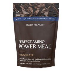 BodyHealth PerfectAmino Power Shake bottle in dark chocolate flavor for a meal replacement