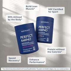 BodyHealth PerfectAmino shaker blending powder for post-workout recovery drink.