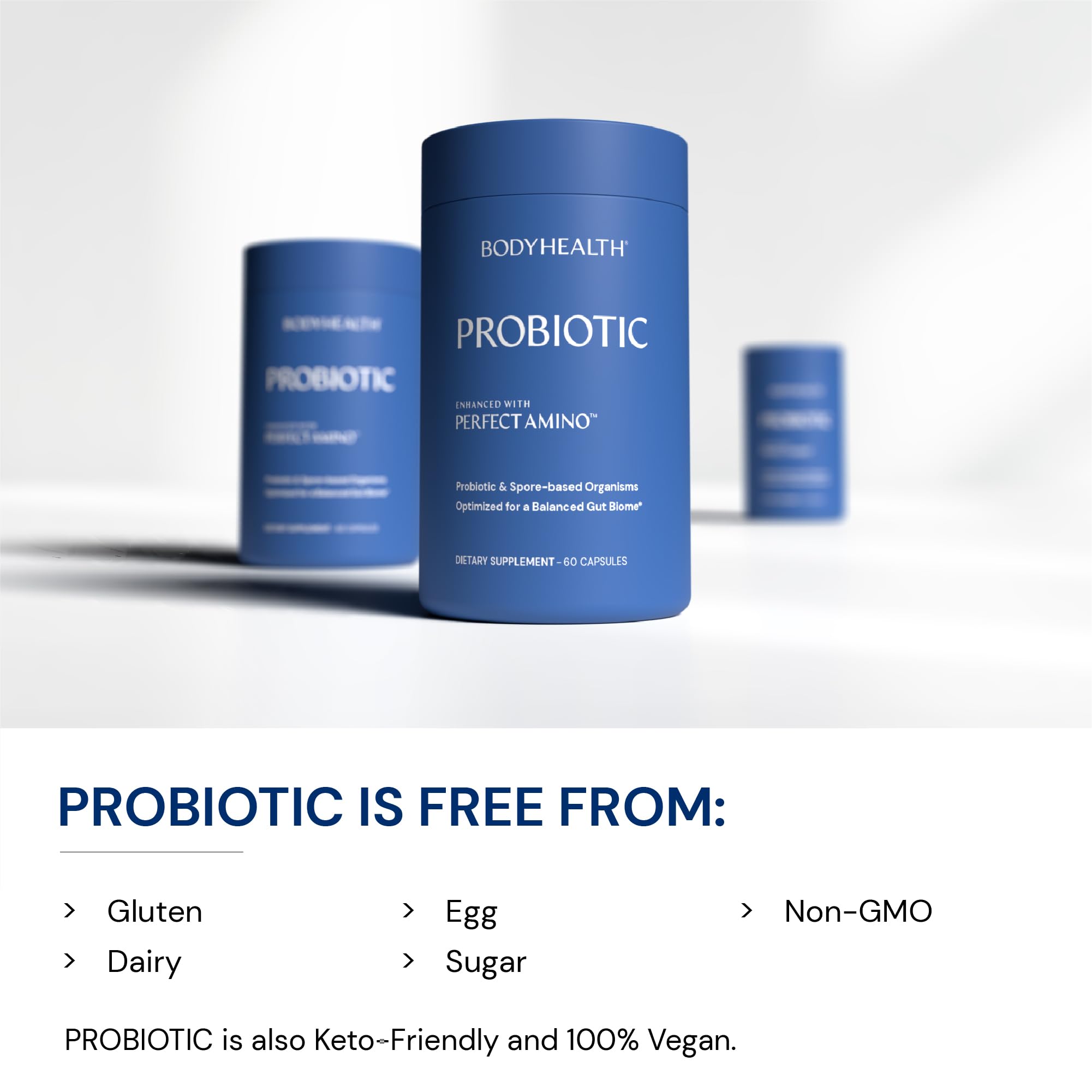 BodyHealth probiotic ingredients label shows transparency and sourcing.