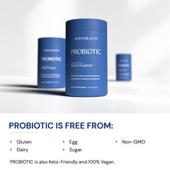 BodyHealth probiotic ingredients label shows transparency and sourcing.