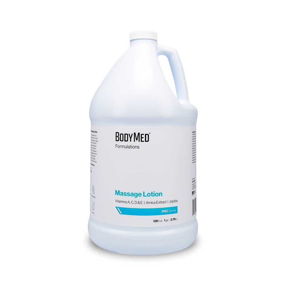 BodyMed Formulations Massage Lotion bottle, 1 gal, ideal for professional massage sessions.