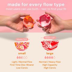 Bodyotics reusable menstrual disc in soft silicone for a comfortable fit.