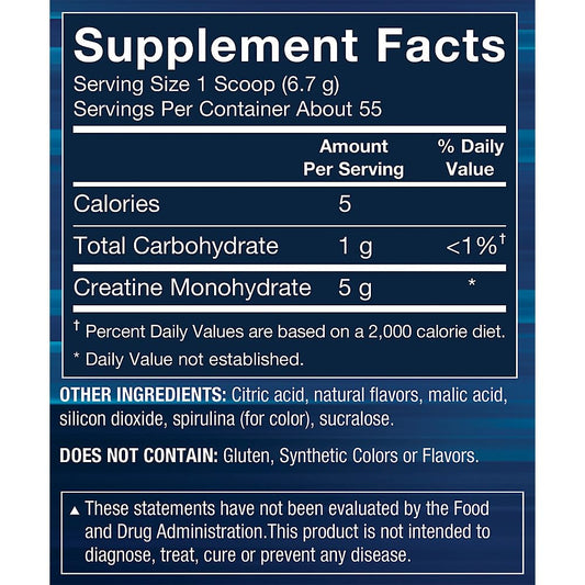 BodyTech Arctic Blast creatine label shows clean, gluten-free ingredients.