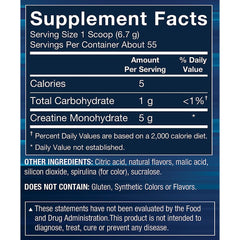 BodyTech Arctic Blast creatine label shows clean, gluten-free ingredients.