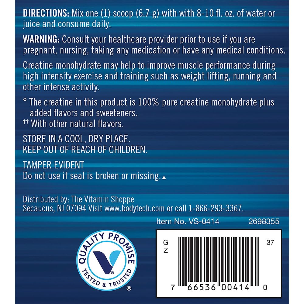BodyTech Arctic Blast creatine scoop highlights easy daily dosing.