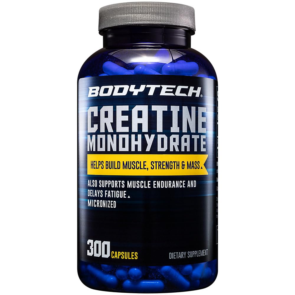 BodyTech Creatine Monohydrate Capsules bottle supports high-intensity training