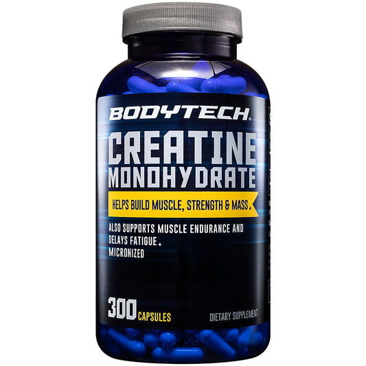 BodyTech Creatine Monohydrate Capsules bottle supports high-intensity training