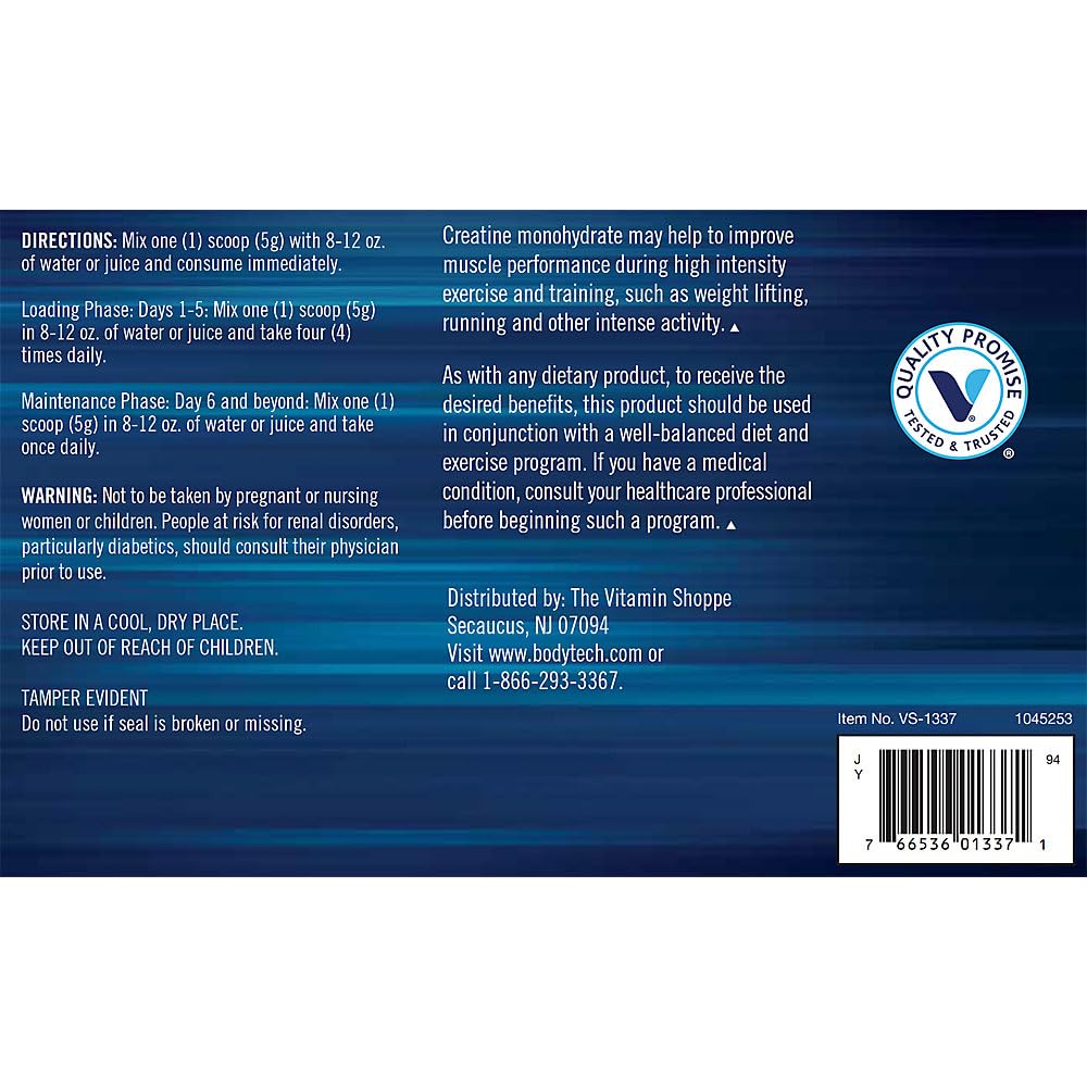 BodyTech Creatine Monohydrate Powder dissolving in liquid for easy mixability.