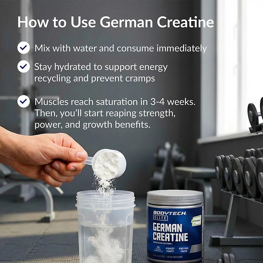 BodyTech Elite unflavored creatine powder mixes without taste change.
